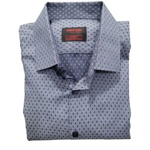 Jared Lang After Hours Mens Slim Fit Dress Shirt Blue Geometric‎ Pattern Size XL